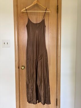 DISSH Copper Satin Spaghetti-Strap Dress